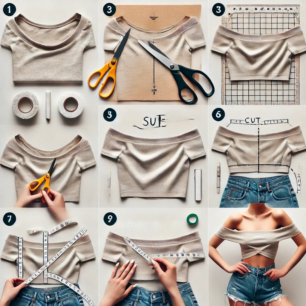 Step by Step, How to Cut a T-Shirt Off the Shoulder.