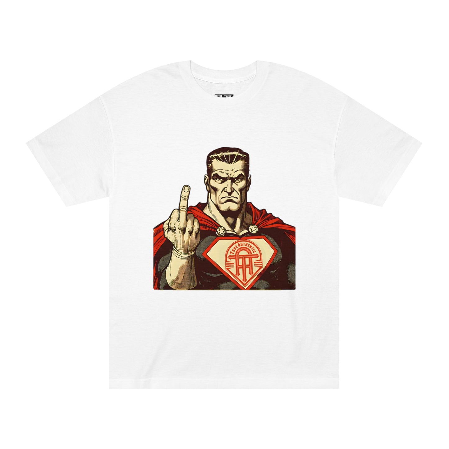 TRUE AUTHENTIC Men's Heavyweight Graphic Tee - Bold Comic Design with Attitude