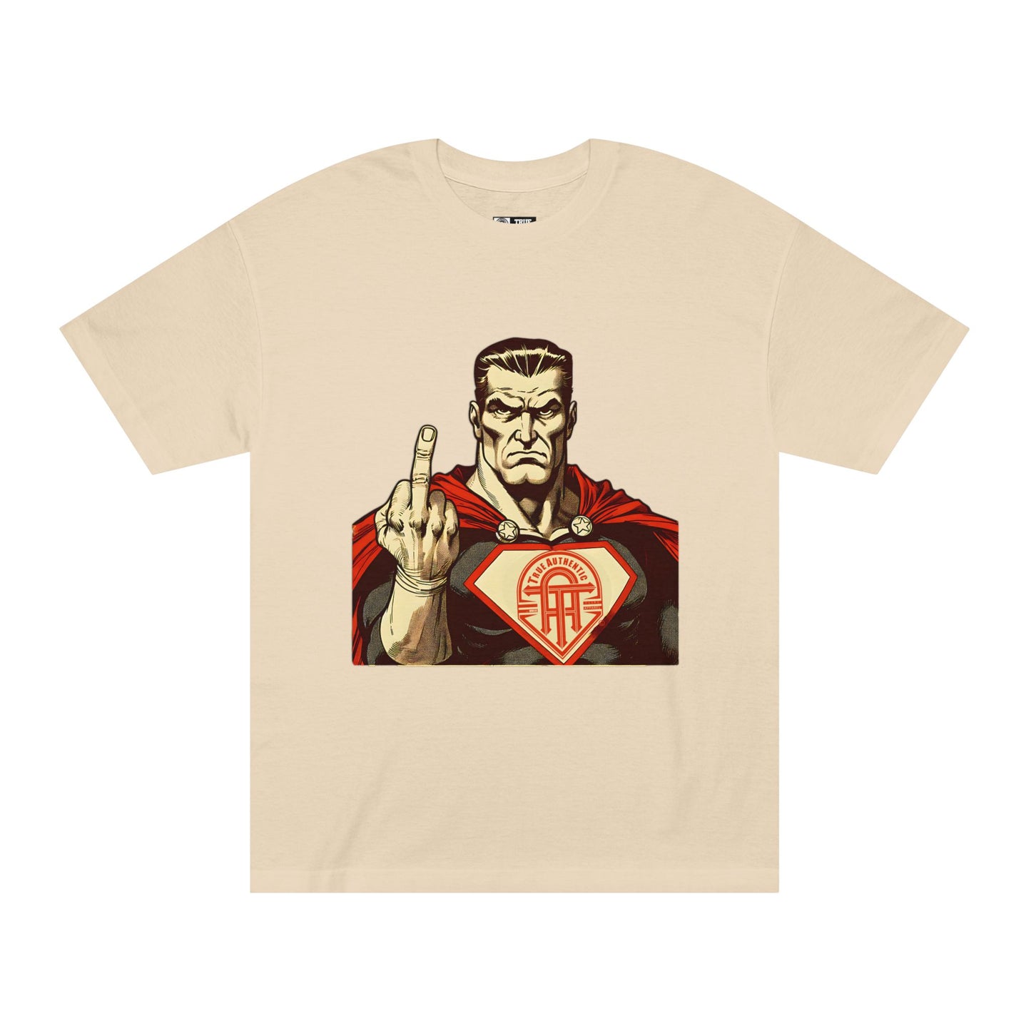 TRUE AUTHENTIC Men's Heavyweight Graphic Tee - Bold Comic Design with Attitude