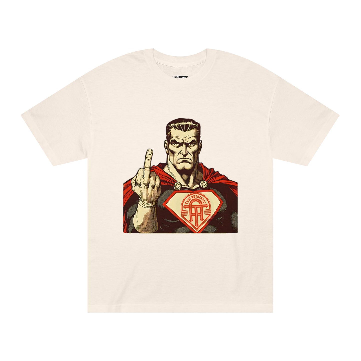 TRUE AUTHENTIC Men's Heavyweight Graphic Tee - Bold Comic Design with Attitude