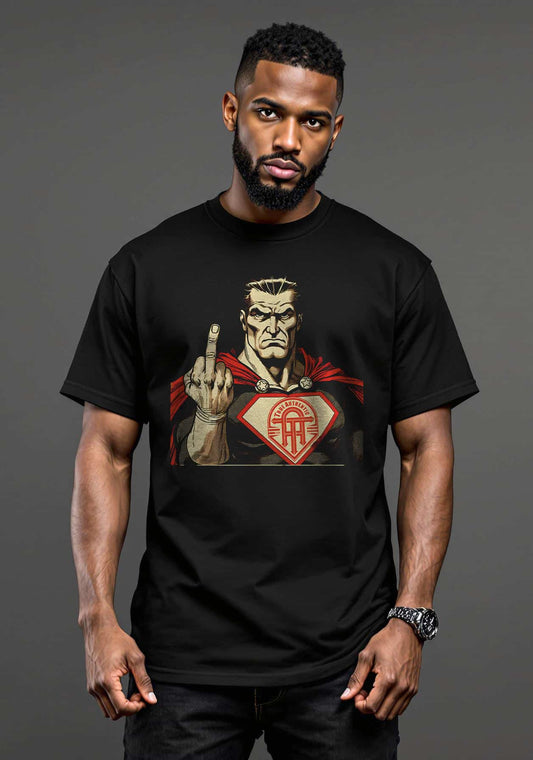 TRUE AUTHENTIC Men's Heavyweight Graphic Tee - Bold Comic Design with Attitude