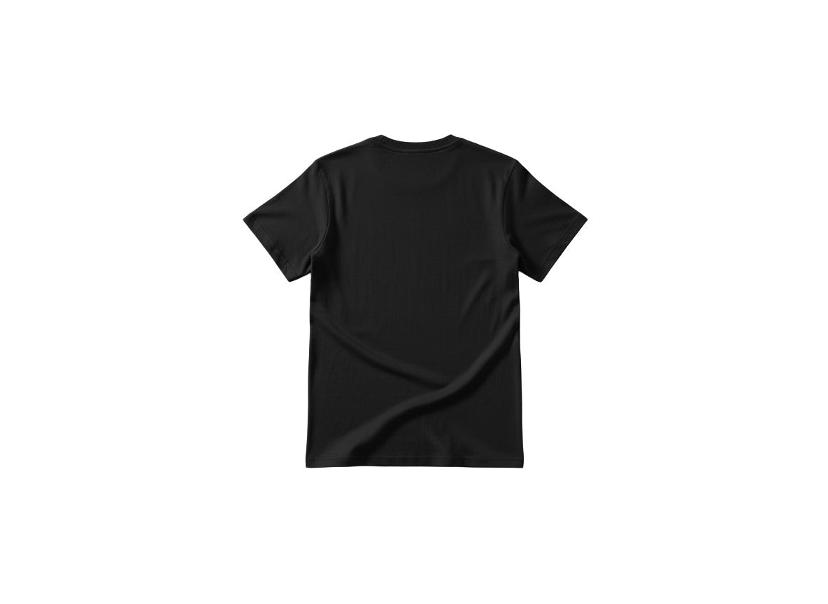 Black t-shirt on a white background