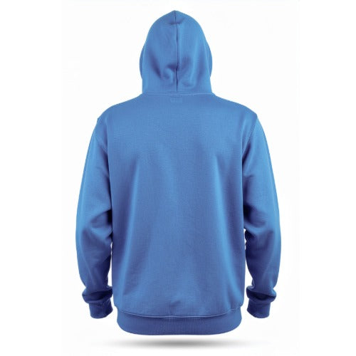 Back Pose Blue Hoodie On White Background