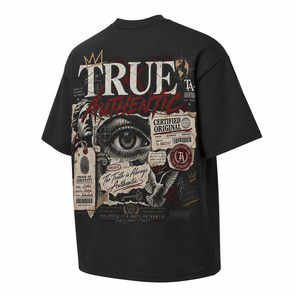 True Authentic Proof Of Identity Tee 305GSM Unisex FOG Earth-Tone 20-Color Drop-Shoulder T-shirt