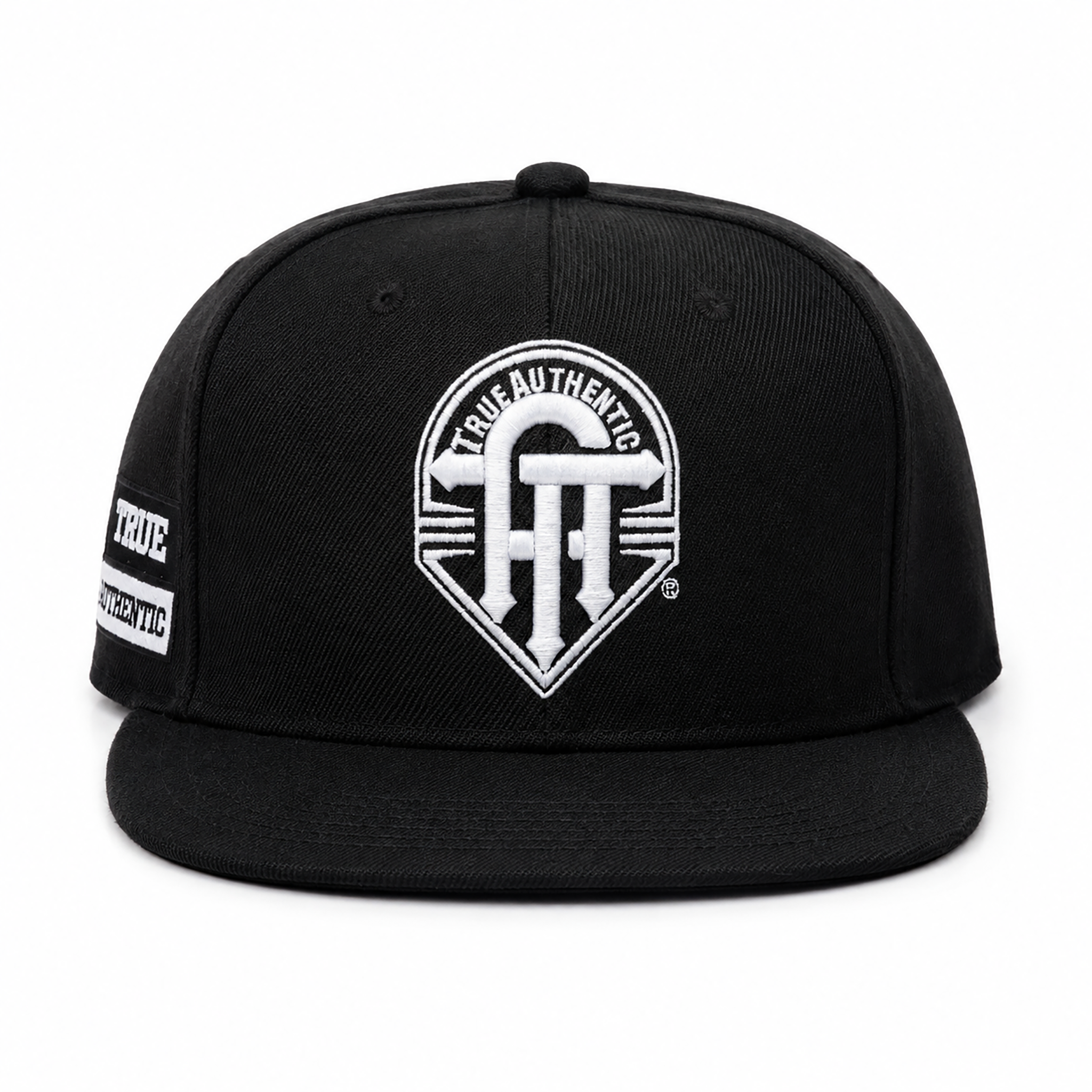 True Authentic Signature Snapback Hat – Black/White Embroidered Logo