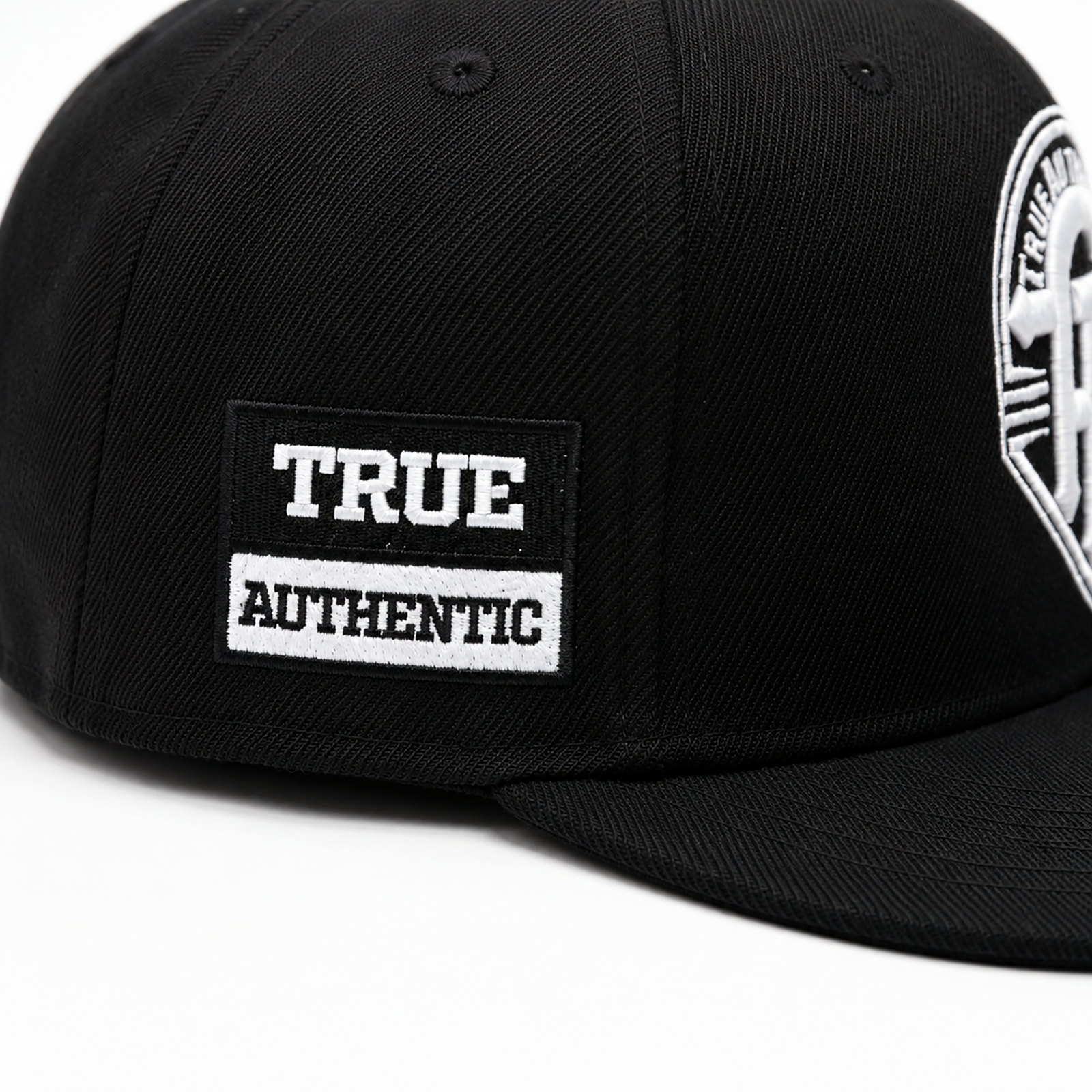 True Authentic Signature Snapback Hat – Black/White Embroidered Logo