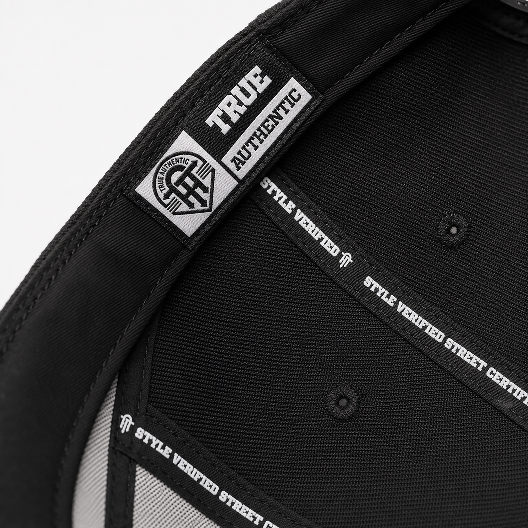 True Authentic Signature Snapback Hat – Black/White Embroidered Logo