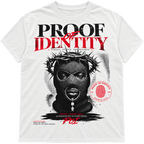 Proof of Identity Bear 300GSM T-Shirt White - Front on model