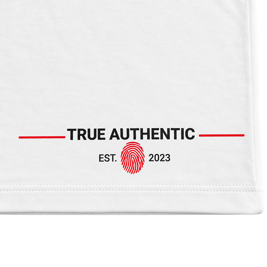Proof of Identity Bear 300GSM T-Shirt White - Back logo detail