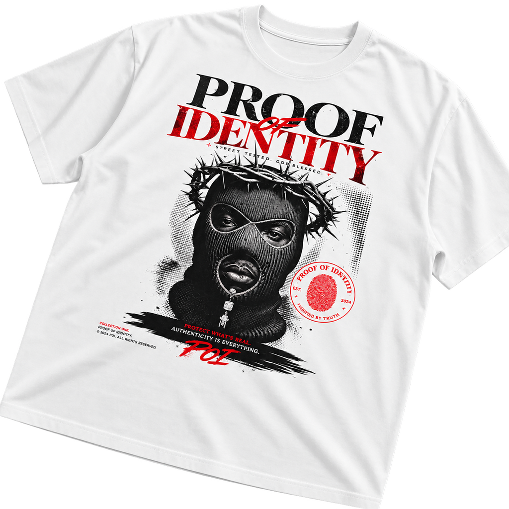 Proof of Identity Bear 300GSM T-Shirt White - Lifestyle