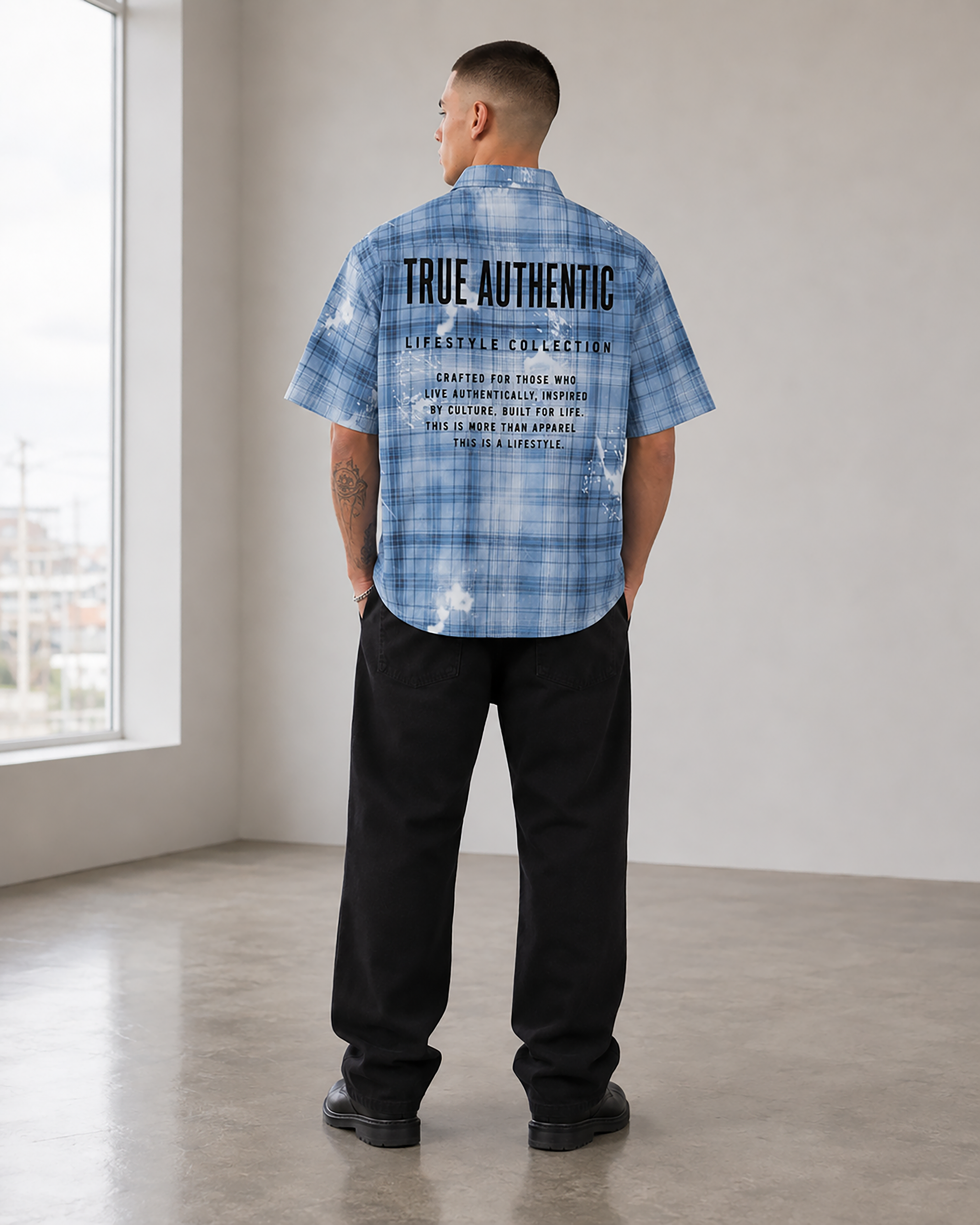 200GSM Tencel Twill Plaid Print Boxy Workwear Shirt