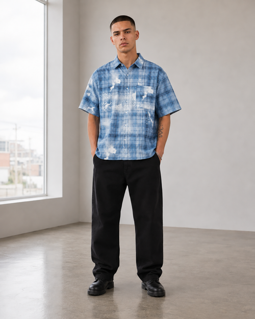 200GSM Tencel Twill Plaid Print Boxy Workwear Shirt