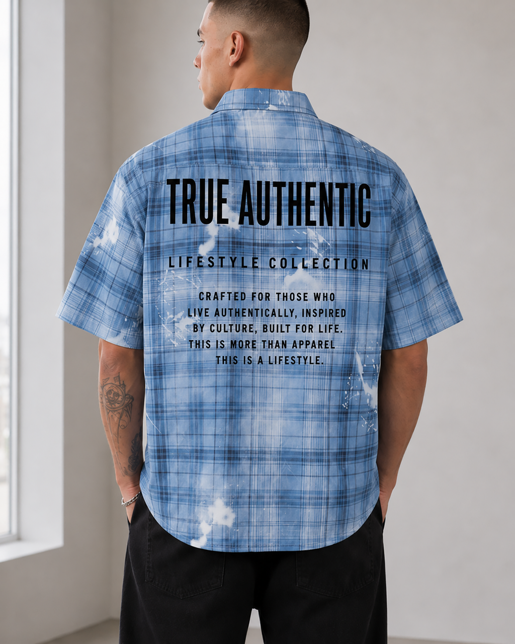 200GSM Tencel Twill Plaid Print Boxy Workwear Shirt
