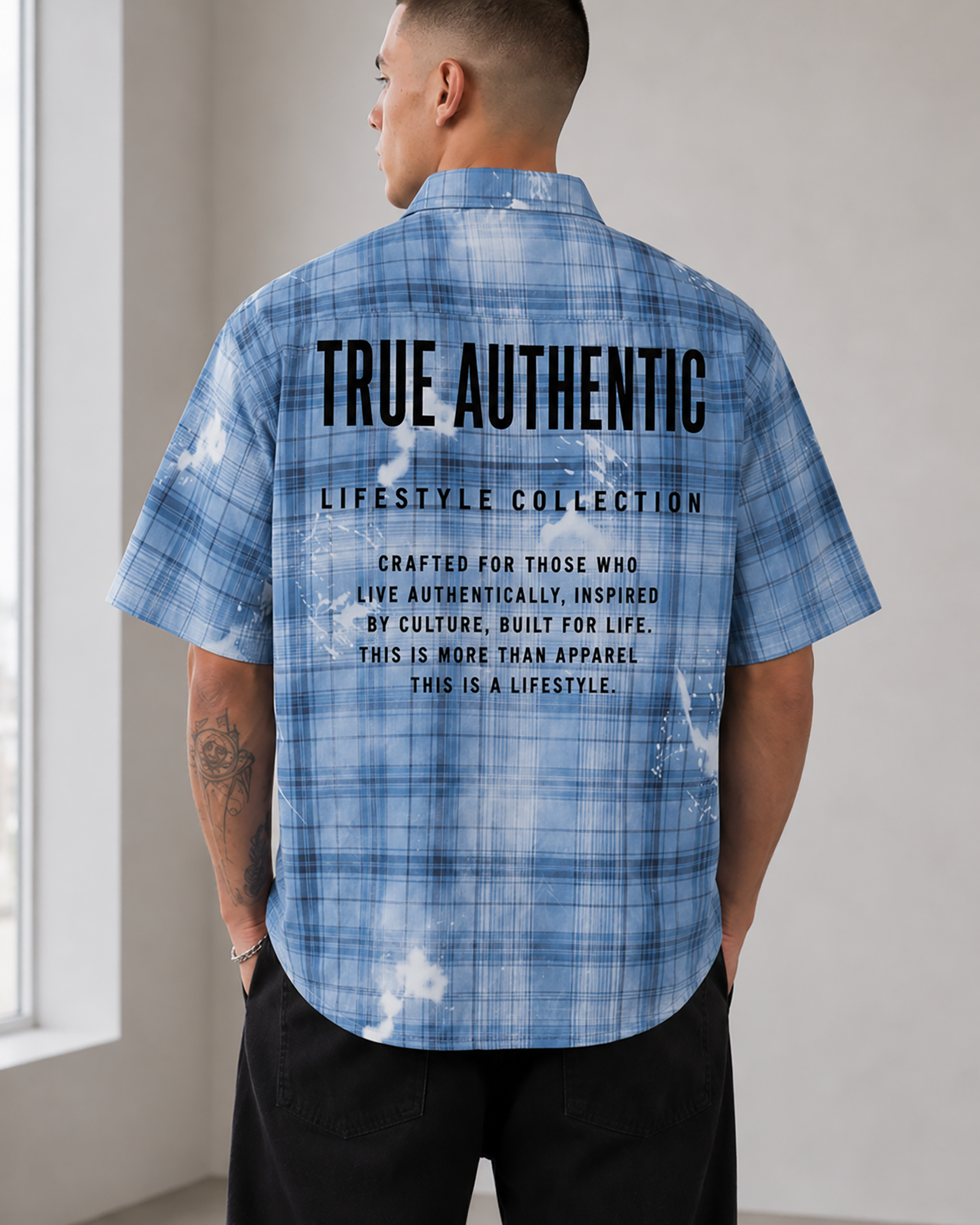 200GSM Tencel Twill Plaid Print Boxy Workwear Shirt