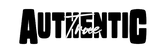 Black and white logo with the word 'AUTHENTIC' and a smaller 'three' underneath on a white background.