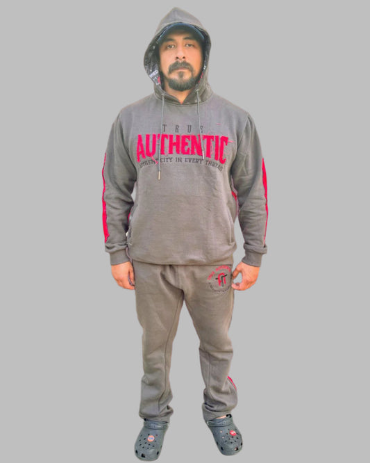 True Authentic Smokey Grey Distressed Hoodie - True Authentic Apparel 