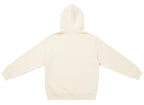Back view of the premium cream heavyweight streetwear hoodie showing the clean, minimalist finish and structured hood.v