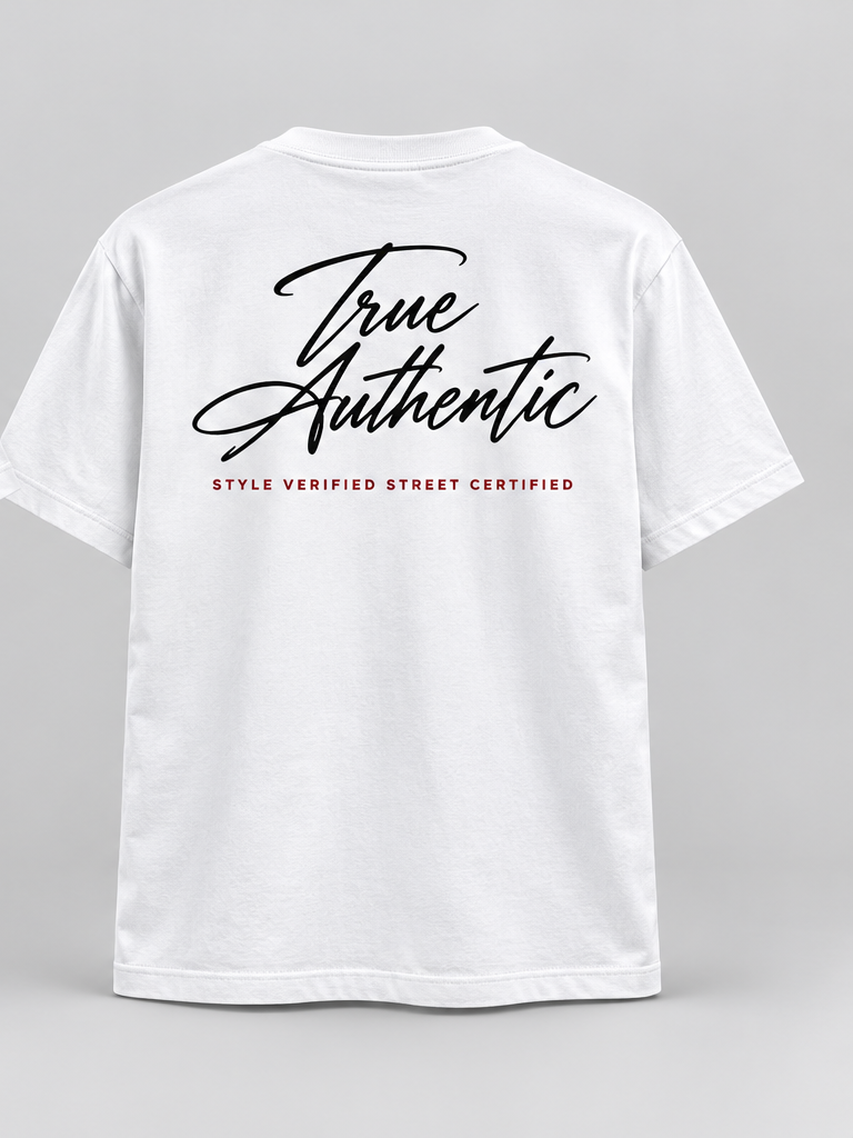 Cursive Style Verified T-Shirt — White — back view