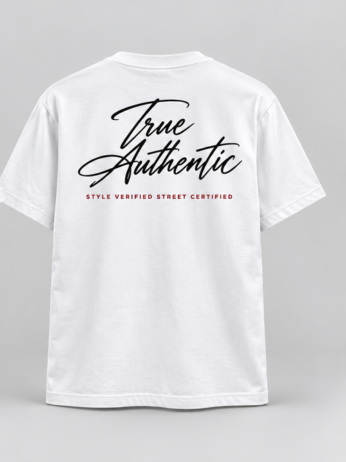 Cursive Style Verified T-Shirt — White — back view
