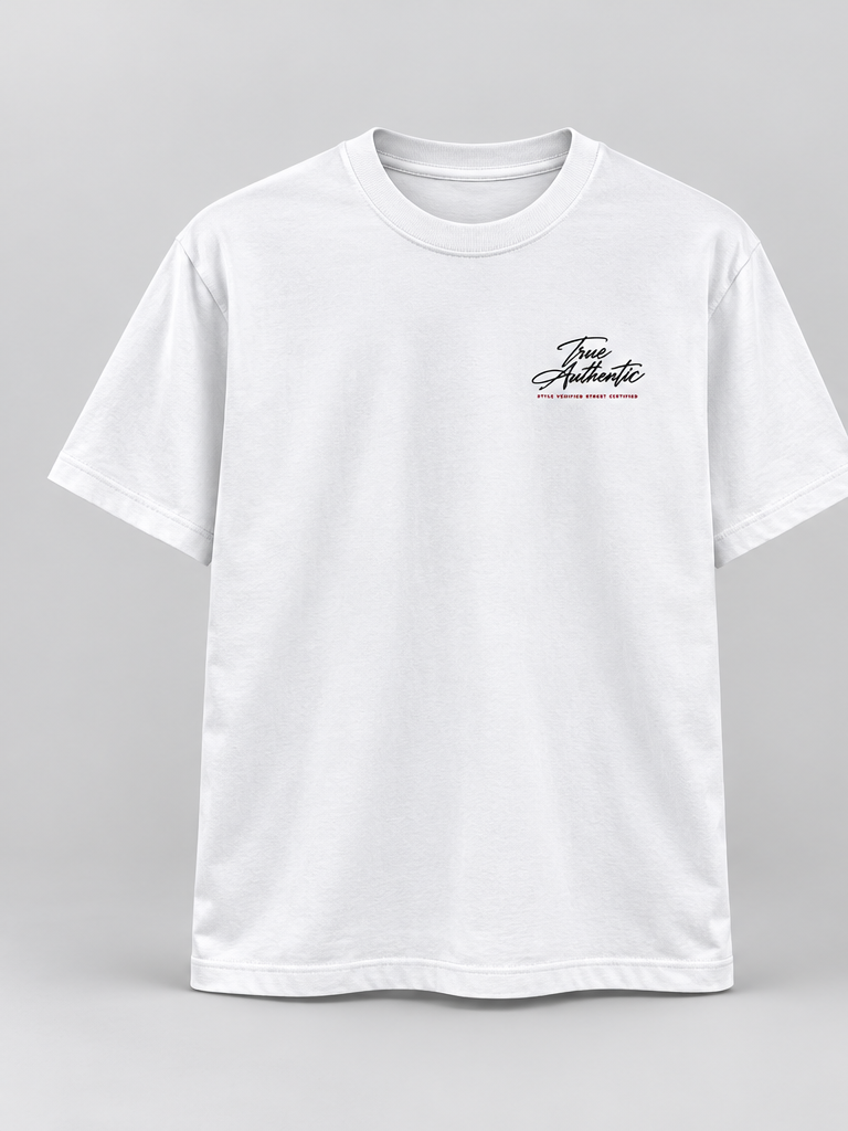 Cursive Style Verified T-Shirt — White — front view