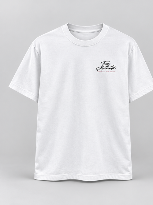 Cursive Style Verified T-Shirt — White — front view
