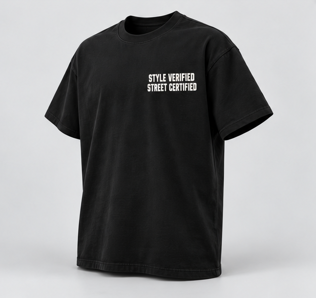 Designed for Life Graphic T-Shirt — Black — angle view
