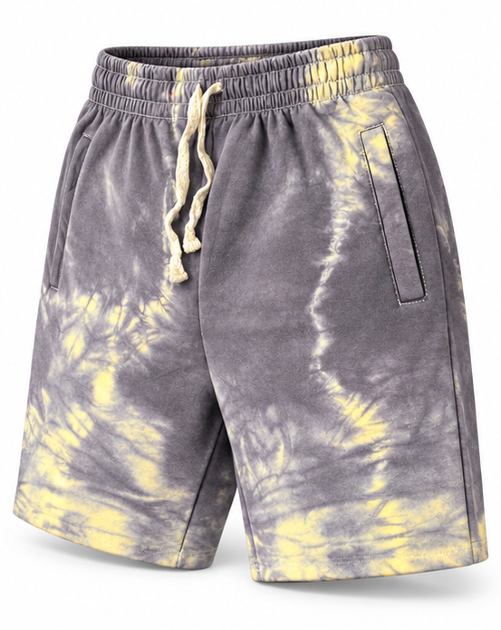 Dyed Sweatshort — Gray / Pale Yellow — angle view