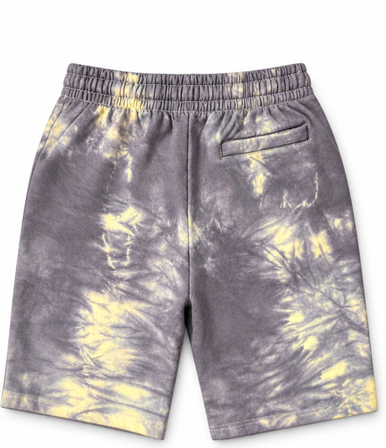 Dyed Sweatshort — Gray / Pale Yellow — back view