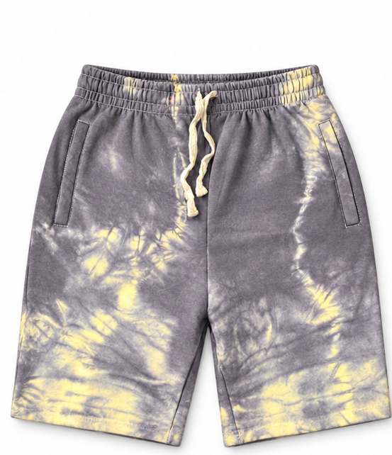 Dyed Sweatshort — Gray / Pale Yellow — front view