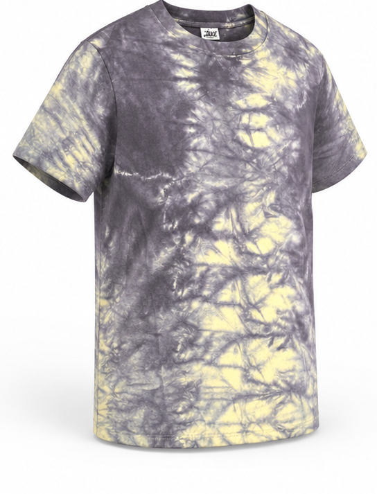 7 oz Dyed T-Shirt — Gray / Pale Yellow — angle view