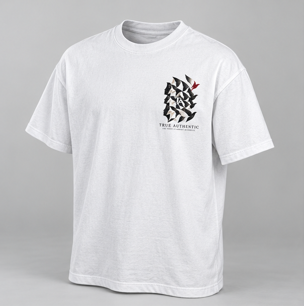Flight of Identity Graphic T-Shirt — White — front angle view