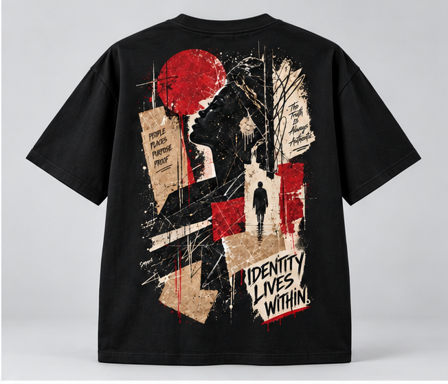 Identity Lives Within Graphic T-Shirt — Black — back view