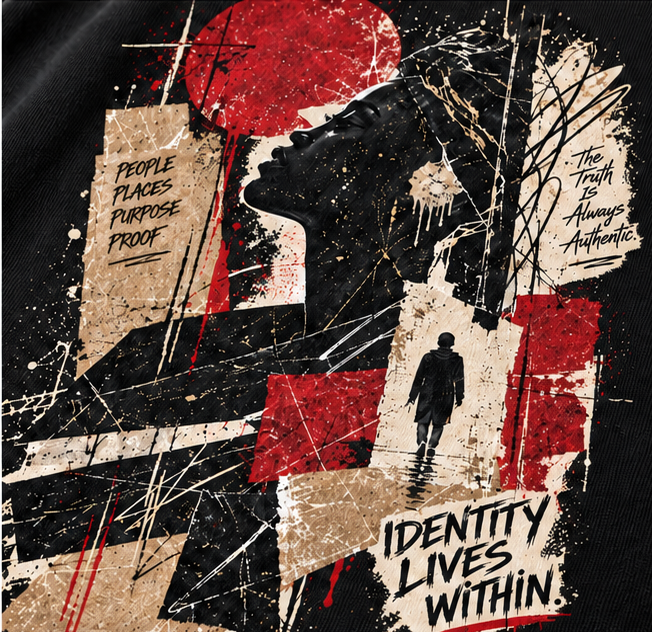 Identity Lives Within Graphic T-Shirt — Black — detail view