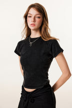 275GSM Women’s Slimming Raglan Short T-shirt Snow wash