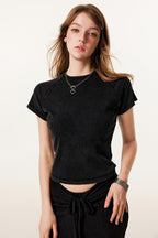 275GSM Women’s Slimming Raglan Short T-shirt Snow wash