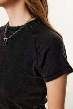 275GSM Women’s Slimming Raglan Short T-shirt Snow wash