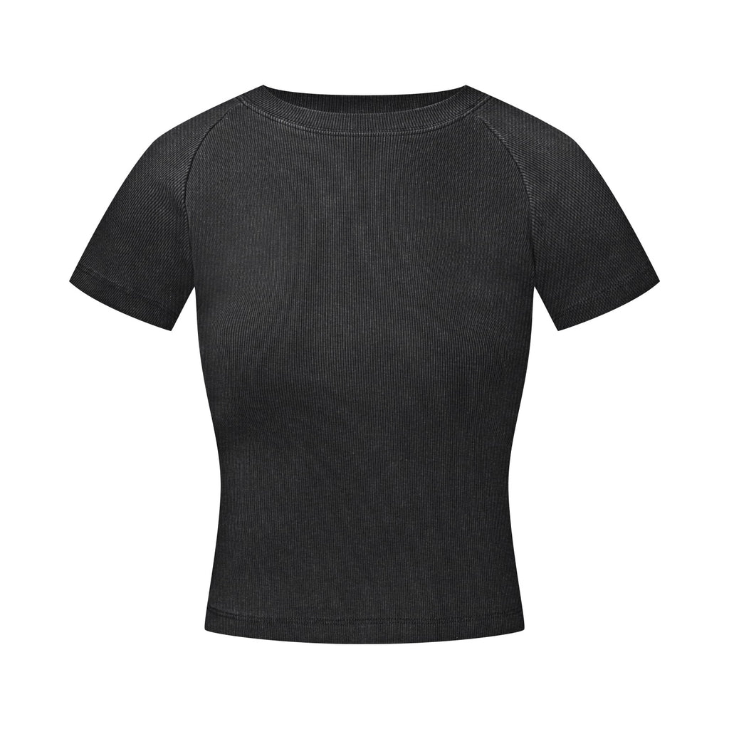 275GSM Women’s Slimming Raglan Short T-shirt Snow wash