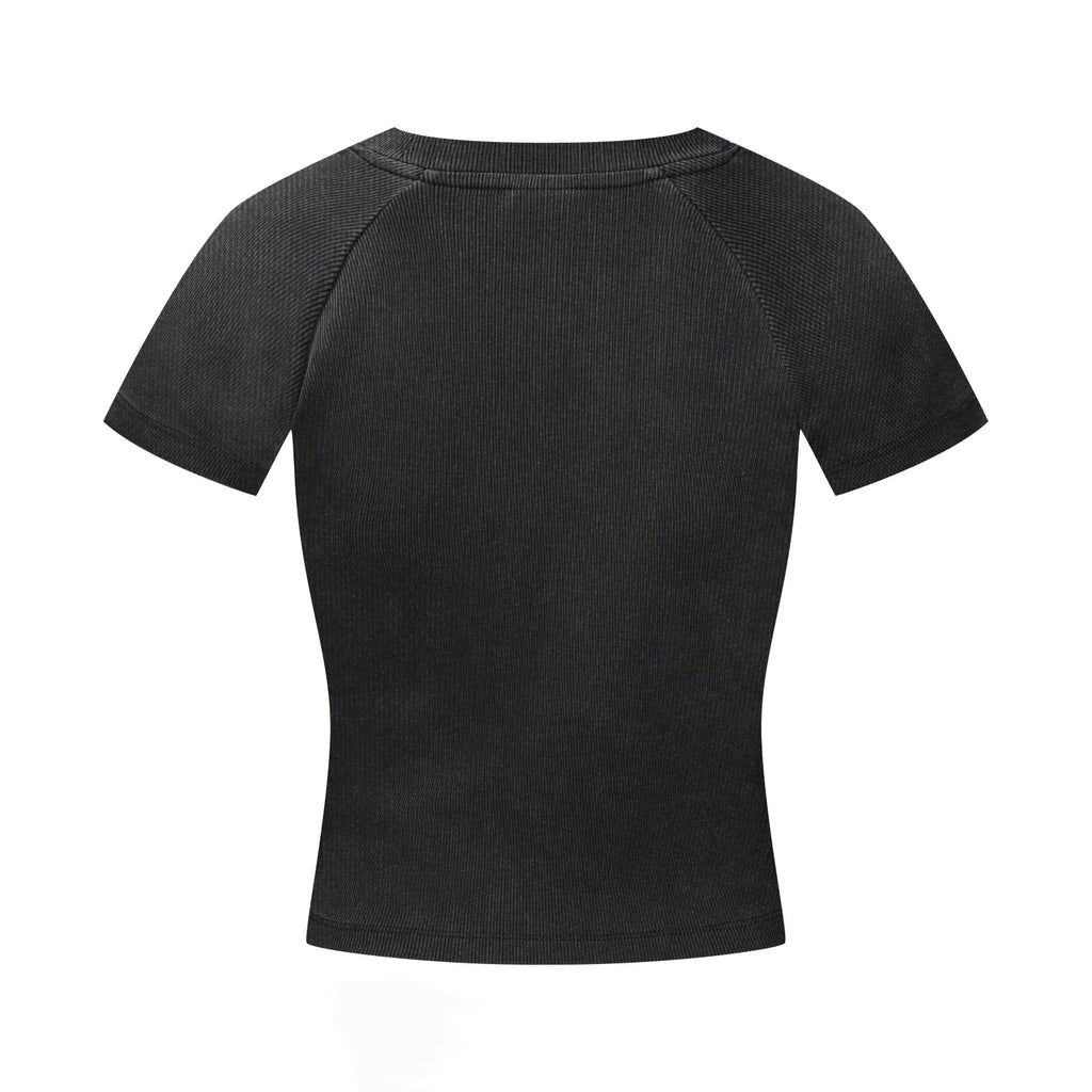275GSM Women’s Slimming Raglan Short T-shirt Snow wash