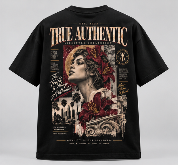 Lifestyle Lily Graphic T-Shirt — Black — back view