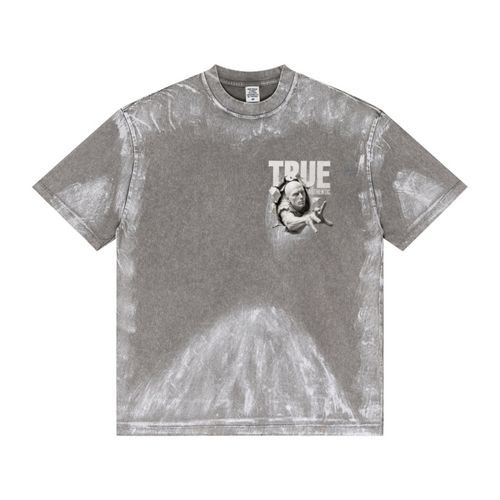 260GSM Unisex Painted Pigment-Wash T-shirt Medium Grey