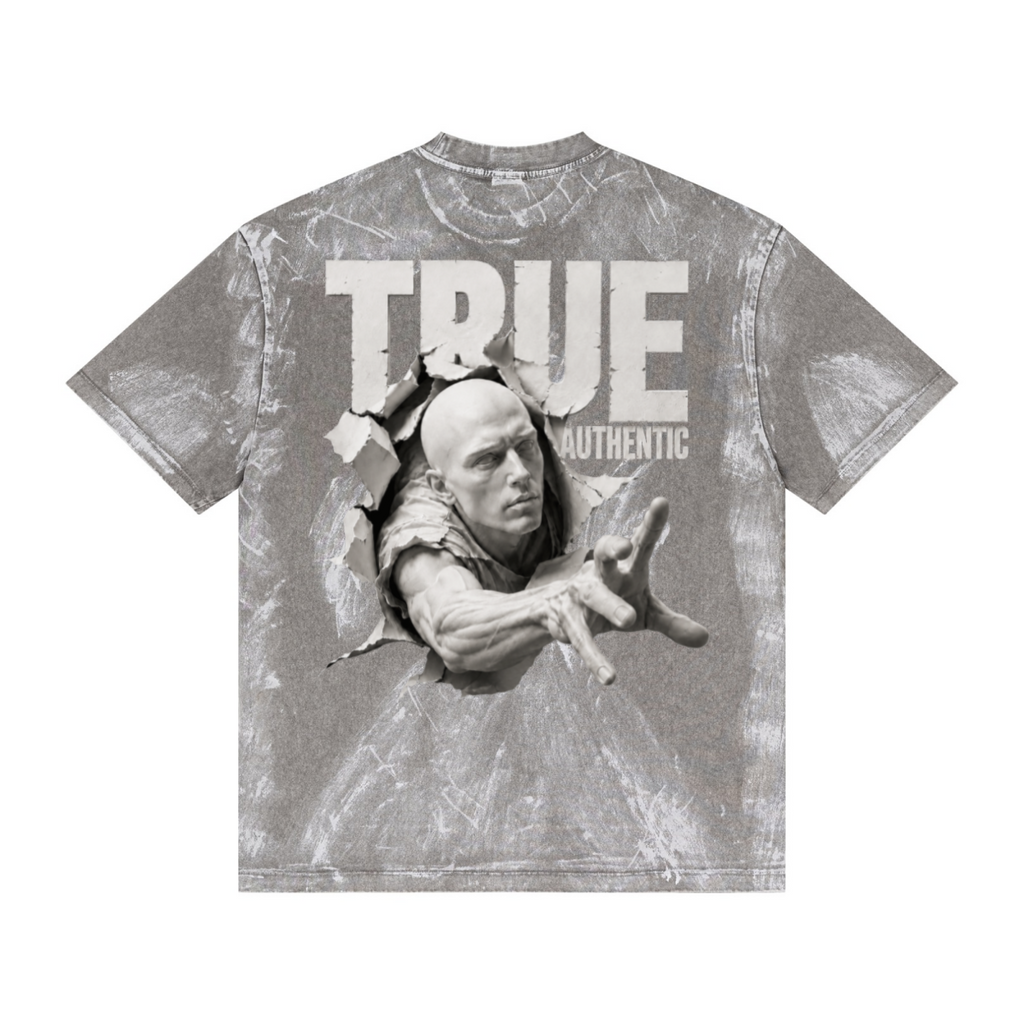 260GSM Unisex Painted Pigment-Wash T-shirt Medium Grey