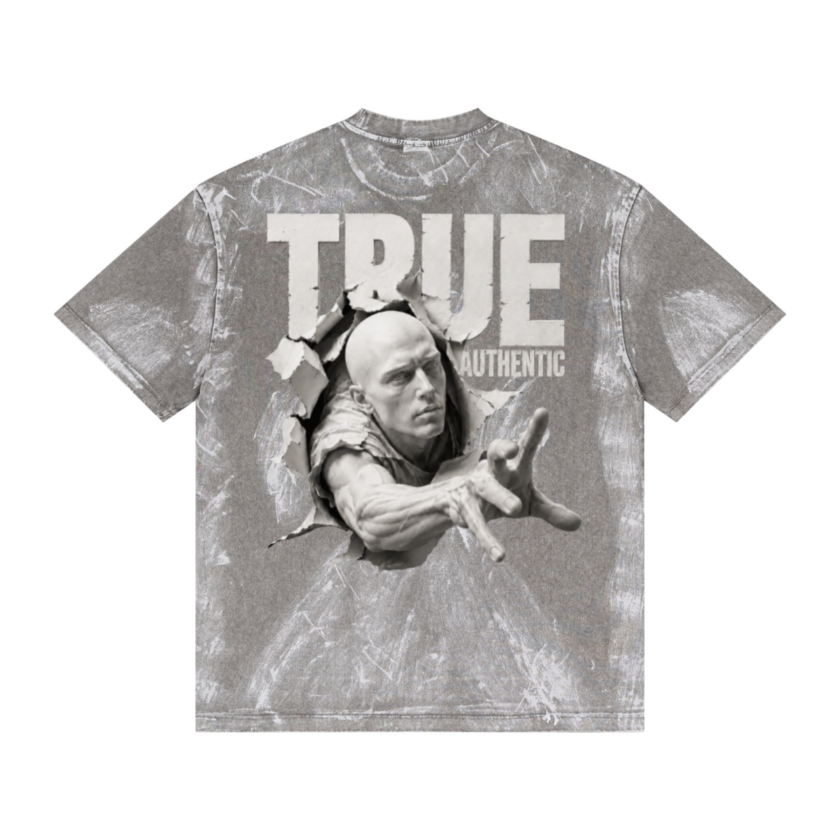 260GSM Unisex Painted Pigment-Wash T-shirt Medium Grey