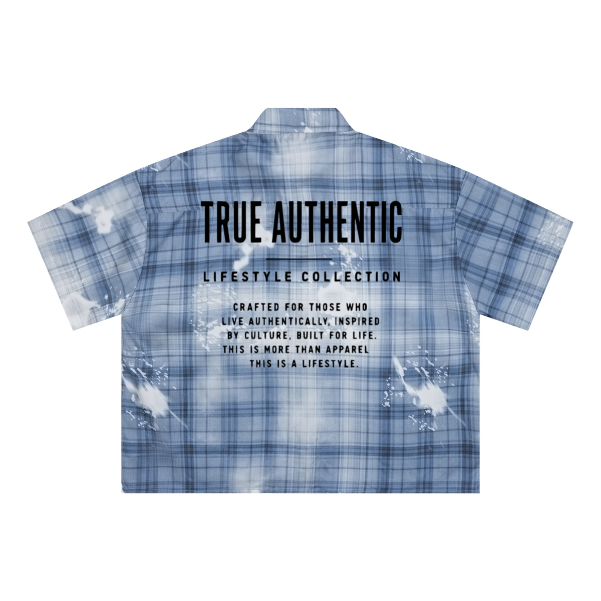 200GSM Tencel Twill Plaid Print Boxy Workwear Shirt Blue
