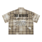 200GSM Tencel Twill Plaid Print Boxy Workwear Shirt Khaki