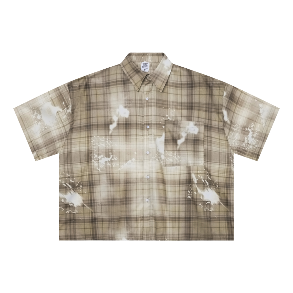 200GSM Tencel Twill Plaid Print Boxy Workwear Shirt Khaki
