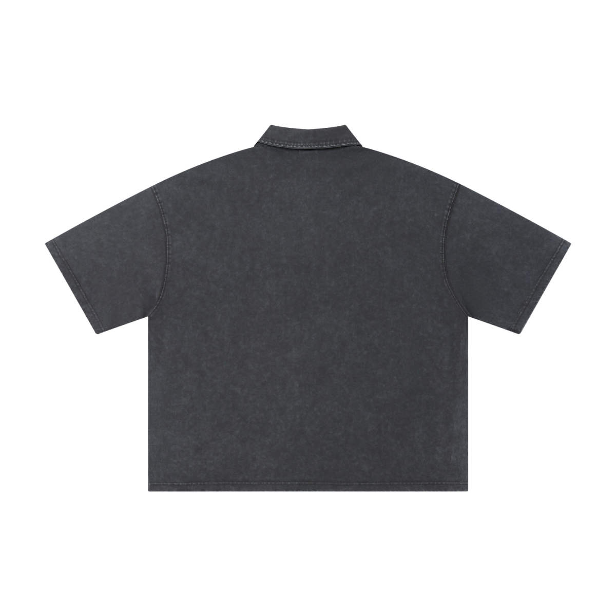 280GSM Heavyweight Double Yarn Snow Wash Boxy Fit Polo T-Shirt Vintage Dark Gray