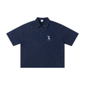 280GSM Heavyweight Double Yarn Snow Wash Boxy Fit Polo T-Shirt Vintage Royal Blue