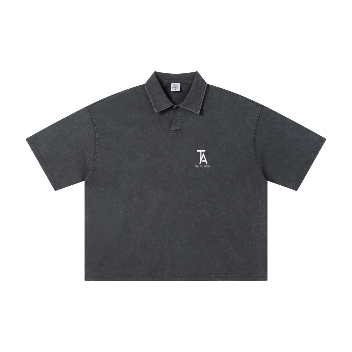 280GSM Heavyweight Double Yarn Snow Wash Boxy Fit Polo T-Shirt Vintage Dark Gray