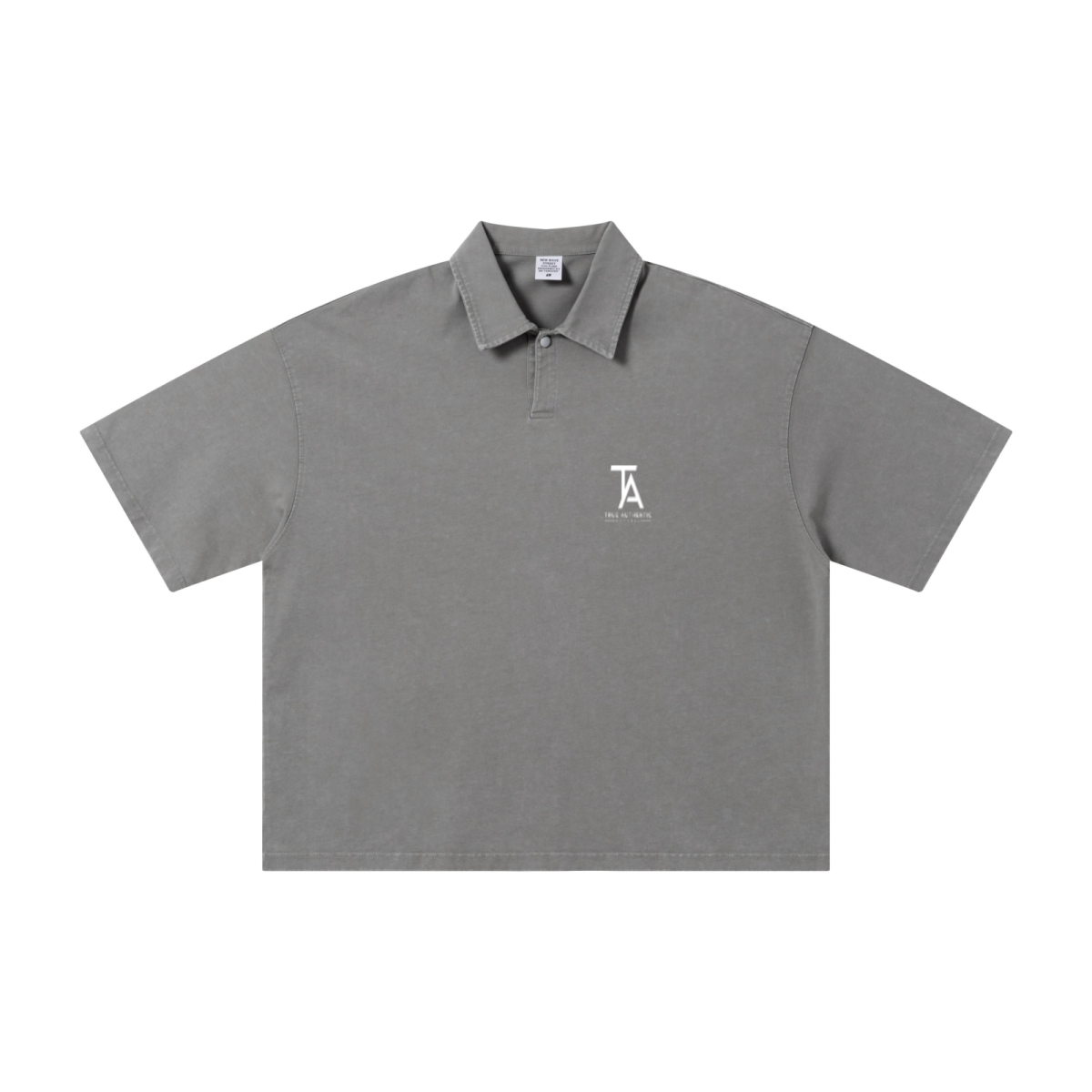 280GSM Heavyweight Double Yarn Snow Wash Boxy Fit Polo T-Shirt Vintage Heather Gray