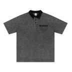 285GSM Unisex Vintage-Washed Unisex  100% Cotton Twill Polo T-Shirt Dark Grey Black